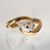 1.5ct Pear Cut Ring With Curved Sapphire Band Wedding Ring Set