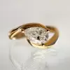 1.5ct Pear Cut Ring With Curved Sapphire Band Wedding Ring Set