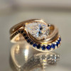 1.5ct Pear Cut Ring With Curved Sapphire Band Wedding Ring Set