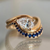 1.5ct Pear Cut Ring With Curved Sapphire Band Wedding Ring Set
