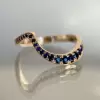 1.5ct Pear Cut Ring With Curved Sapphire Band Wedding Ring Set