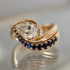 1.5ct Pear Cut Ring With Curved Sapphire Band Wedding Ring Set