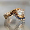 1.5ct Pear Cut Ring With Curved Sapphire Band Wedding Ring Set