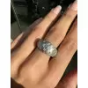 Round Cut White Sapphire Scattered Matte Cocktail Ring
