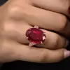 18ct Large Oval Cut Ruby Bypass Shank Cocktail Ring