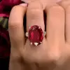 18ct Large Oval Cut Ruby Bypass Shank Cocktail Ring