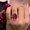 18ct Large Oval Cut Ruby Bypass Shank Cocktail Ring