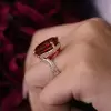 18ct Large Oval Cut Ruby Bypass Shank Cocktail Ring