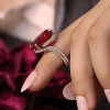 18ct Large Oval Cut Ruby Bypass Shank Cocktail Ring