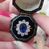 3ct Oval Cut Sapphire Flower Engagement Ring