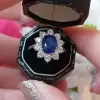 3ct Oval Cut Sapphire Flower Engagement Ring