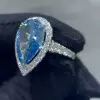 10ct Pear Cut Aquamarine Halo Cocktail Ring