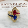 2.5ctw Ruby and Sapphire Crossover Vintage Engagement Ring