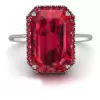 8.4ct Halo Emerald Cut Ruby Engagement Ring 