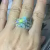 5ct Oval Cut White Sapphire 3pcs Bridal Set