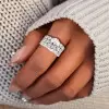 5ct Oval Cut White Sapphire 3pcs Bridal Set