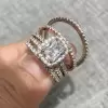 2ct Cushion Cut White Sapphire 5pcs Bridal Set