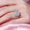 2ct Cushion Cut White Sapphire 5pcs Bridal Set