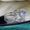 3ct Oval Cut White Sapphire 2pcs Bridal Set