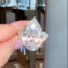 8ct Pear Cut White Sapphire Three-stone Engagement Ring