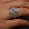 Flawless Pear Cut Silver Engagement Ring