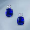 32ctw Cushion Cut Sapphire or  Aquamarine Drop Earrings