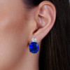 32ctw Cushion Cut Sapphire or  Aquamarine Drop Earrings