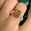 6ct Cushion Cut Champagne Sapphire Engagement Ring