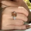 6ct Cushion Cut Champagne Sapphire Engagement Ring