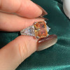6ct Cushion Cut Champagne Sapphire Engagement Ring