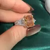 6ct Cushion Cut Champagne Sapphire Engagement Ring