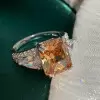 6ct Cushion Cut Champagne Sapphire Engagement Ring