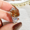 6ct Cushion Cut Champagne Sapphire Engagement Ring