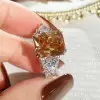 6ct Cushion Cut Champagne Sapphire Engagement Ring
