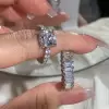 5ct Cushion Cut White Sapphire 2pcs Bridal Set