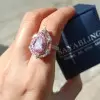 3ct Pear Cut Pink Sapphire Vintage Halo Engagement Ring