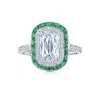 4ct Art Deco Emerald Calibre Halo Engagement Ring