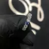 Round Cut White&Blue Sapphire Eternity Band