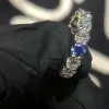 Round Cut White&Blue Sapphire Eternity Band