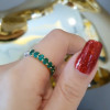 Oval Cut Emerald & White Sapphire Eternity Ring