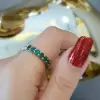 Oval Cut Emerald & White Sapphire Eternity Ring