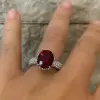 4ct Micro-pave Setting Oval Cut Ruby Ring
