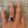 4ct Micro-pave Setting Oval Cut Ruby Ring