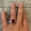 4ct Micro-pave Setting Oval Cut Ruby Ring