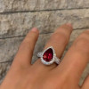 Micro-pave Setting Pear Cut Ruby Sterling Silver Ring