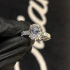 Full-pave Oval Cut Sterling Silver Engagement Ring