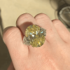 Oval Cut Fancy Intense Yellow Sapphire Three Stone Ring
