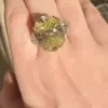 Oval Cut Fancy Intense Yellow Sapphire Three Stone Ring