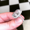 Cushion Cut White Sapphire Halo Pave Engagement Ring
