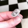 Cushion Cut White Sapphire Halo Pave Engagement Ring
